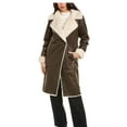thumbnail image 2 of NVLT ESPRESSO Women's Shearling Double Breasted Long Coat, US Large, 2 of 4