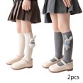 thumbnail image 2 of Esaierr 2 Pairs Girls Knee High Socks Long Socks kids Toddler Cotton Socks with Bunny Uniform Socks for 3-12Y, 2 of 5