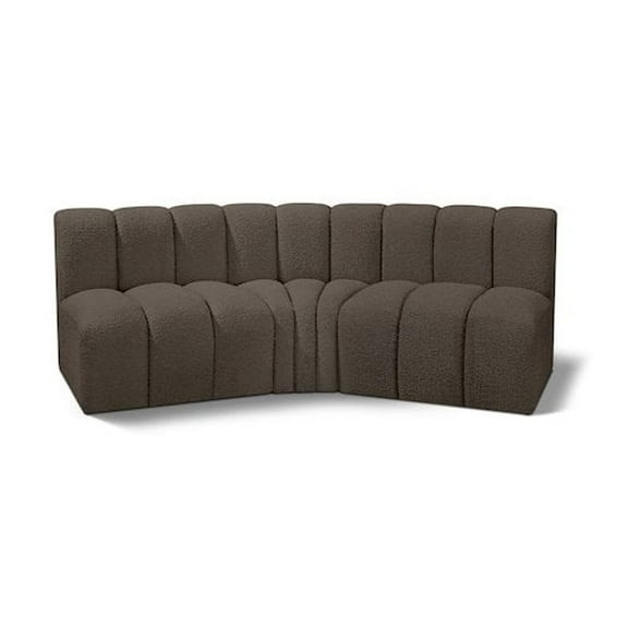 Meridian Furniture Arc Brown Boucle Fabric Modular Sectional