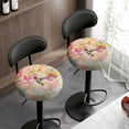 thumbnail image 3 of ZIATUBLE Floral Hummingbird Round Stool Covers Removable Bar Stool Seat Dust Covers 2 Pieces Set Replacement Stool Cushion Slipcovers for Chairs 13-15 Inch for Kitchen Cafe Hotel, 3 of 6