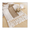 thumbnail image 4 of Chemin de Table Macramé 71 Pouces Long Décor Boho Crème & Marron Style Ferme avec Pompons, 4 of 7