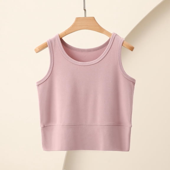 PNTUTB Women's Sleeveless Top,Fashionable Solid-Color Minimalist Versatile Casual Comfortable Round-Neck Cropped Tank Top