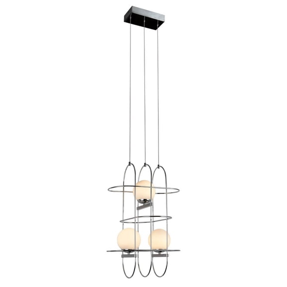 Vonn Lighting VAC3273CH 16 in. Integrated LED Wire Frame Chandelier Lighting Fixture with Glass Shades in Chrome