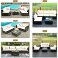 thumbnail image 6 of Patiojoy Patio Rattan 6PCS Cushioned Sofa Set Furniture Set Thick Cushion with 34.5" Fire Pit Table for Garden Off White, 6 of 10