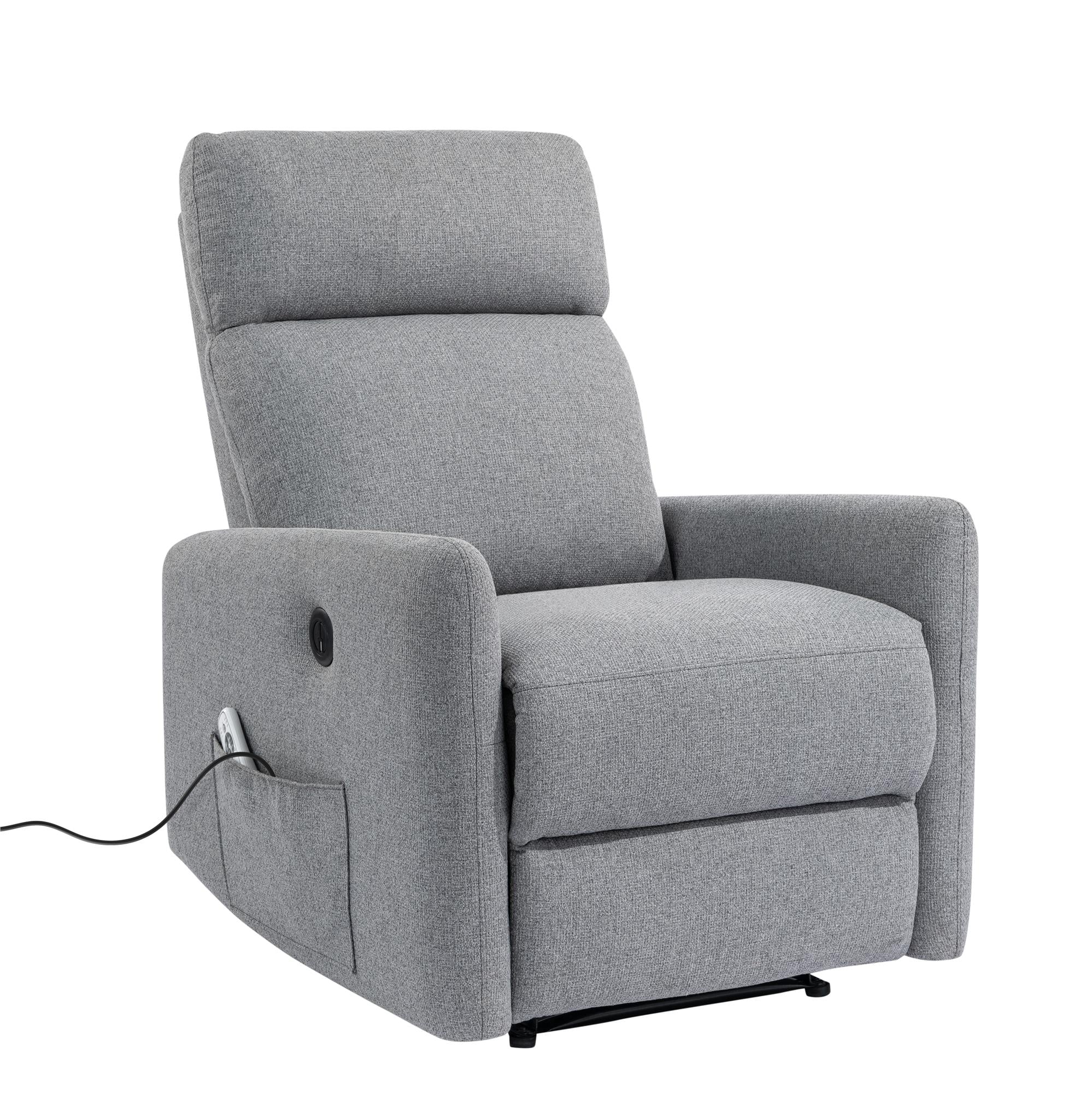 DHP Kai Power Recliner Chair with 8 Zone Massage and Lumbar Heat, Dark Gray Linen