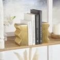 thumbnail image 2 of DecMode 4" Wave Inspired Gold Aluminum Bookends (Set of 2), 2 of 8