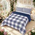 thumbnail image 2 of Manfei Classic Plaid King Size Comforter Sets,Vintage Check Comforters King Size,White Navy,Navy Blue Reversible,3 Pieces,1 Comforter and 2 Pillowcases,3 Pieces,1 Comforter and 2 Pillowcases, 2 of 7