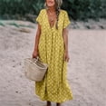 thumbnail image 5 of Femmes Boho Été Manches Courtes T-Shirt Décontracté en Coton Robe Ample Grande Taille, 5 of 5
