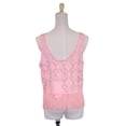 thumbnail image 3 of Lush Pink Fringe Detailed Trimming Mesh Lace Strapless Embroidered Crop Top, 3 of 5