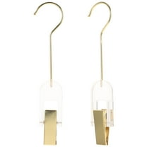 RENACLIPY Set of 2 Portable Multi-Function Pants Hanger Clips with Golden Acrylic Finish for Home and Travel