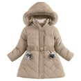 thumbnail image 4 of Tisuna Little Girls Coat Solid Color Long Sleeve Hooded Jacket Warm Soft Autumn Winter Girls Zipper Outerwear Khaki Size 11-12 Years, 4 of 8