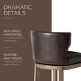 thumbnail image 5 of Maven Lane Hugo Bar Stool in Walnut Finish with Marksman Vegan Leather, Set of 3, 5 of 7