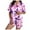 Pink, variant on Adeawade Pajamas For Womens Halloween Cartoon Print Pajama Set Silk Satin Short Sleeve Button Up Top And Shorts Set Retro Sleepwear Home Clothing Beige L