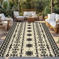 thumbnail image 2 of Black Khaki Boho Outdoor Rug 4x6 Ft - Reversible Patio Rug Outdoor Camping Rugs, Vintage Ethnic Tribe Abstract Art Retro Indoor Outdoor Area Rugs, Non-Slip Outdoor Carpet Runner for Deck/Porch, 2 of 8