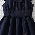 thumbnail image 4 of XEGLSBU Girls Dresses Solid Color Waist Defining Flutter Sleeve Hemline Fashion Party Casual Dress Summer Navy Size 10-11 Years, 4 of 9