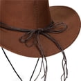thumbnail image 6 of Bxsruta Unisex Men Women Vintage Western Style Cowboy Hat Breathable Adjustable Rope Sun Hat for Summer Outdoor, 6 of 8