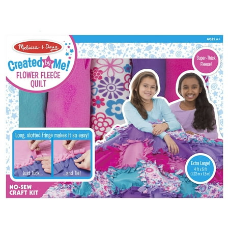 UPC: 0000772085618 | Melissa & Doug Created by Me! Flower Fleece Quilt No-Sew Craft Kit (48 squares  4 feet x 5 feet)