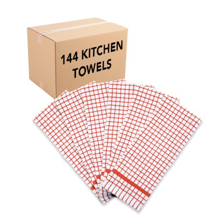 Arkwright Classic Checkered Kitchen Towels (Bulk Case of 144)  15x25  Cotton  Cinnamon Red