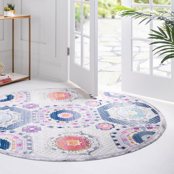 Unique Loom Budapest Collection Area Rug - Sigismund (5' 1" Round Multi/Blue)