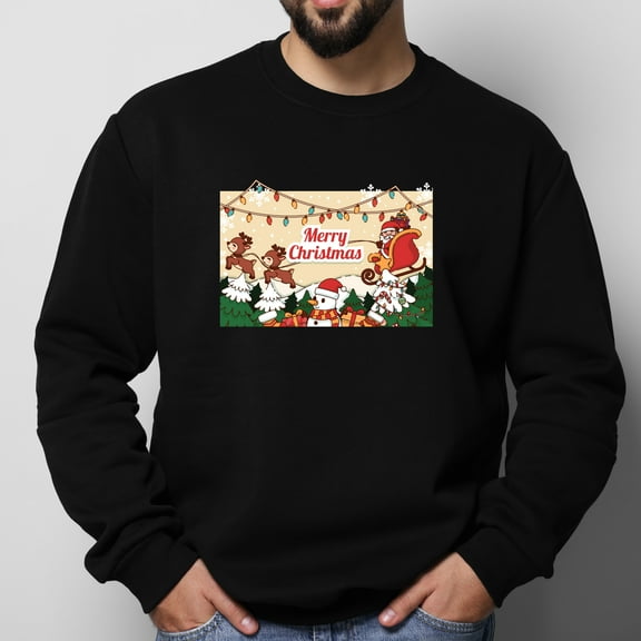 Christmas Design Men's Round Neck Sweatshirt Pullover,Sizes S-2XL