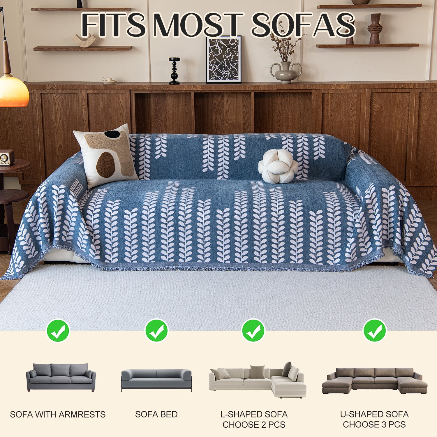 Jessy Home Sofa Covers Couch Cover Sofa Slipcover for Most Shape Sofas Multi-Function Furniture Cover for Pets Cats Dogs Home Decor 71"x 118"Deep Blue