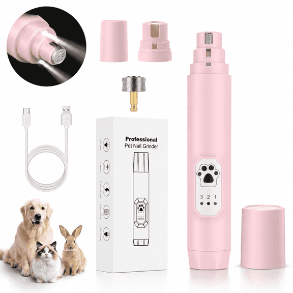 MAXLAPTER Dog Nail Grinder with LED Light, 3-Speed Rechargeable Electric Pet Nail Trimmer, Quiet Low Vibration Nail Grinder for Small Medium Large Dogs and Cats