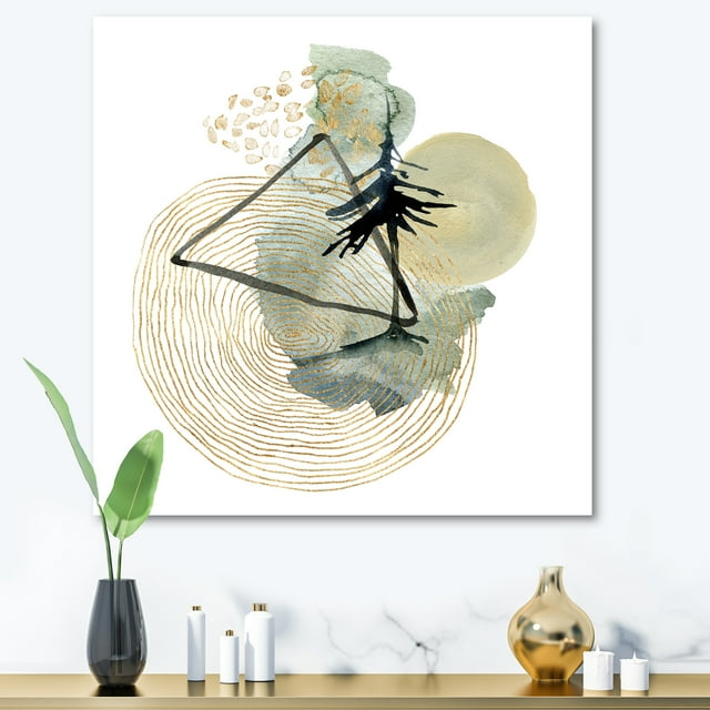 Designart - Abstract Landscape Of Mountains Moon and Tree - Mid-Century Modern Canvas Wall Art Print