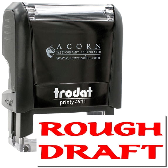 Self-Inking Bold Rough Draft Stamp, Trodat Printy 4911, Press and Print Stamping, Impression Size 5/8" x 1-1/2", Up to 10,000 Impressions - Red Ink