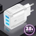 thumbnail image 2 of HMPEAIIY 110v to 220v Adapter EU QC 3.0 Quick Charger 3A USB Plug Three Power Ports Travel Charger For Phone, 2 of 5