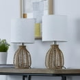thumbnail image 4 of Maxax Boho Mini Table Lamps Set of 2 , 13" Farmhouse Rattan Beside Lamps with White Fabric Shade for Bedroom, Living Room, 4 of 6
