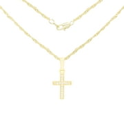 BEBERLINI Cross Pendant 14K Gold Filled 2.2 mm Rope Chain 18" Necklace Set Cubic Zirconia Charm Fashion Jewelry for Adult Female Girl Copper