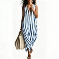 thumbnail image 2 of XuJwPNcy Summer Dresses for Women Breathable V Neck Maxi Dresses Sleeveless Striped Dress Thin Breathable Vacation Clothes, 2 of 7