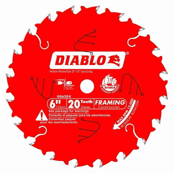 Diablo 6-1/2" 24-Tooth ATB Framing Saw Blade with 5/8" Arbor # D0624X