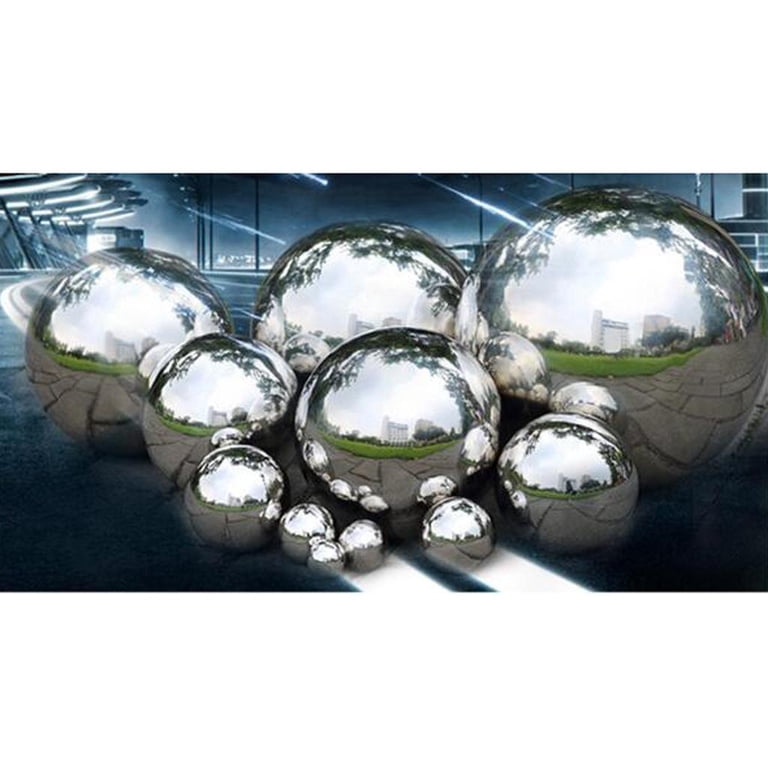 12" Stainless Steel Gazing Ball With Stand - Silver Reflective Garden Orb, Outdoor Decor