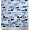 thumbnail image 1 of Soimoi Blue Silk Fabric Bear & Text Printed Craft Fabric by the Yard 42 Inch Wide, 1 of 3