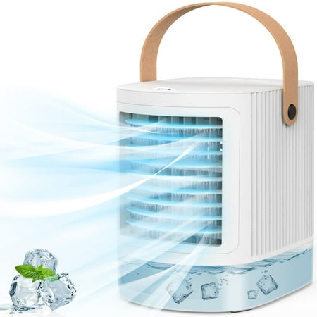 

3-IN-1 Evaporative Air Cooler - IMMEKEY USB Powered Mini Air Conditioner 7 Colors Night Light for Room Desktop Office Black