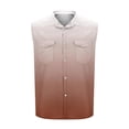 thumbnail image 4 of FRSASU Mens Gradient Sleeveless Summer Shirts Beach Tank Tops Button up Dress Vest Tank Shirt for Vacation Brown, 4 of 5
