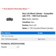 thumbnail image 2 of Rear Left Wheel Cylinder - Compatible with 1975 - 1980 Ford Granada 1976 1977 1978 1979, 2 of 2