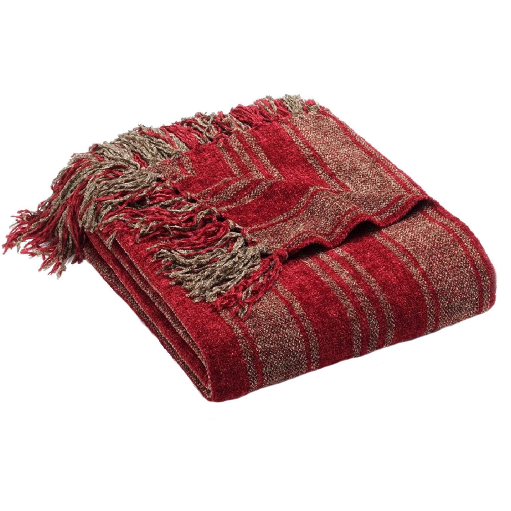 Luxury Striped Chenille Throw Blanket