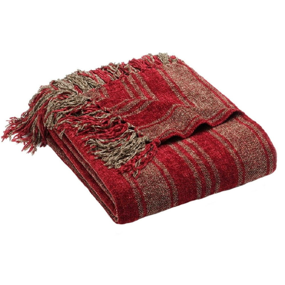 Luxury Striped Chenille Throw Blanket