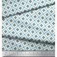 thumbnail image 2 of Soimoi Blue Rayon Fabric Jaal Jamdani Decor Fabric Printed Yard 56 Inch Wide, 2 of 3