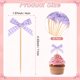 thumbnail image 3 of Uxcell 30-Pack Adornos de Cupcake en Forma de Lazo, Adornos de Pastel de Lazo de Cinta, Palillos de Pastel de Lazo a Cuadros para Fiesta de Cumpleaños y Despedida de Soltera [Púrpura Claro], 3 of 7