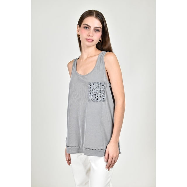 Blusa basica con bolsillo bordado Roman Fashion/Juvenil, 19222 (Gris) gris M