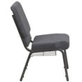 thumbnail image 6 of 4 Pk. 18.5''W Dark Gray Fabric Church Chair, Book Rack - Silver Vein Frame, 6 of 7