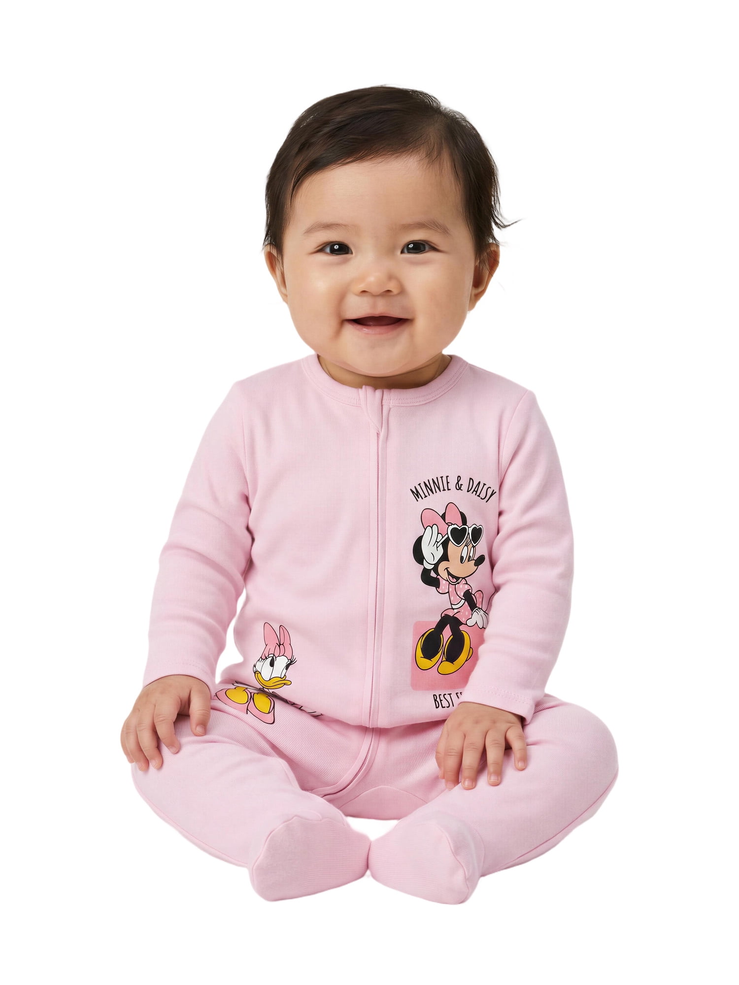 Minnie and Daisy Baby Girls 3 Pack Sleep n’ Play Coverall, Sizes Newborn-9M