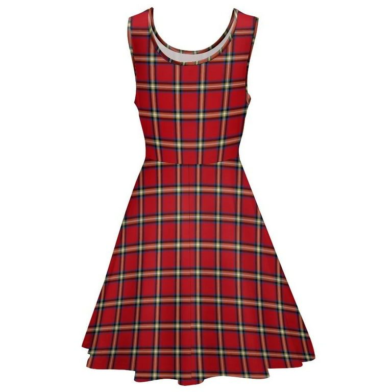 2024 Red Plaid Dress Sleeveless Vintage Check Aesthetic