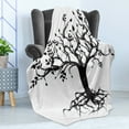thumbnail image 4 of Tree Soft Flannel Fleece Throw Blanket, Monochromatic of Nature Silhouette with Branches and Leaves, Cozy Plush for Indoor and Outdoor Use, 50" x 70", Charcoal Grey and White, by Ambesonne, 4 of 5