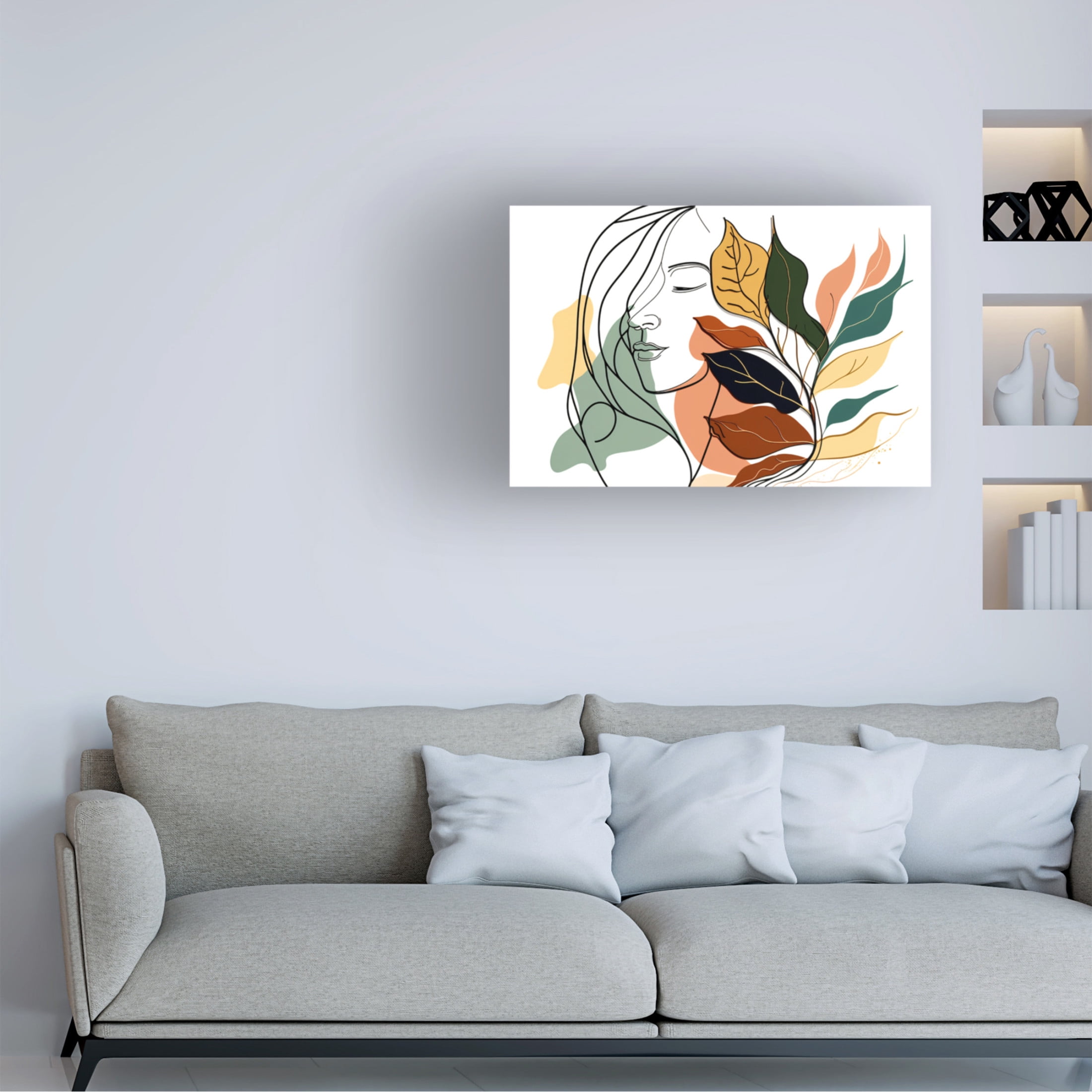 Canvas Wall Art - Ray Heere 'Botanical Minimalism Portraits 5' Wall Art for Living Room, Bedroom, or Office Décor by Trademark Fine Art - 19 x 12 Inches
