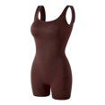 thumbnail image 2 of BLTIBY Tank Top Bodysuit for Women U Neck Solid Color Shorts Jumpsuit Tummy Control Seamless Shapewear Fashion Bodysuits Coffee XL, 2 of 7