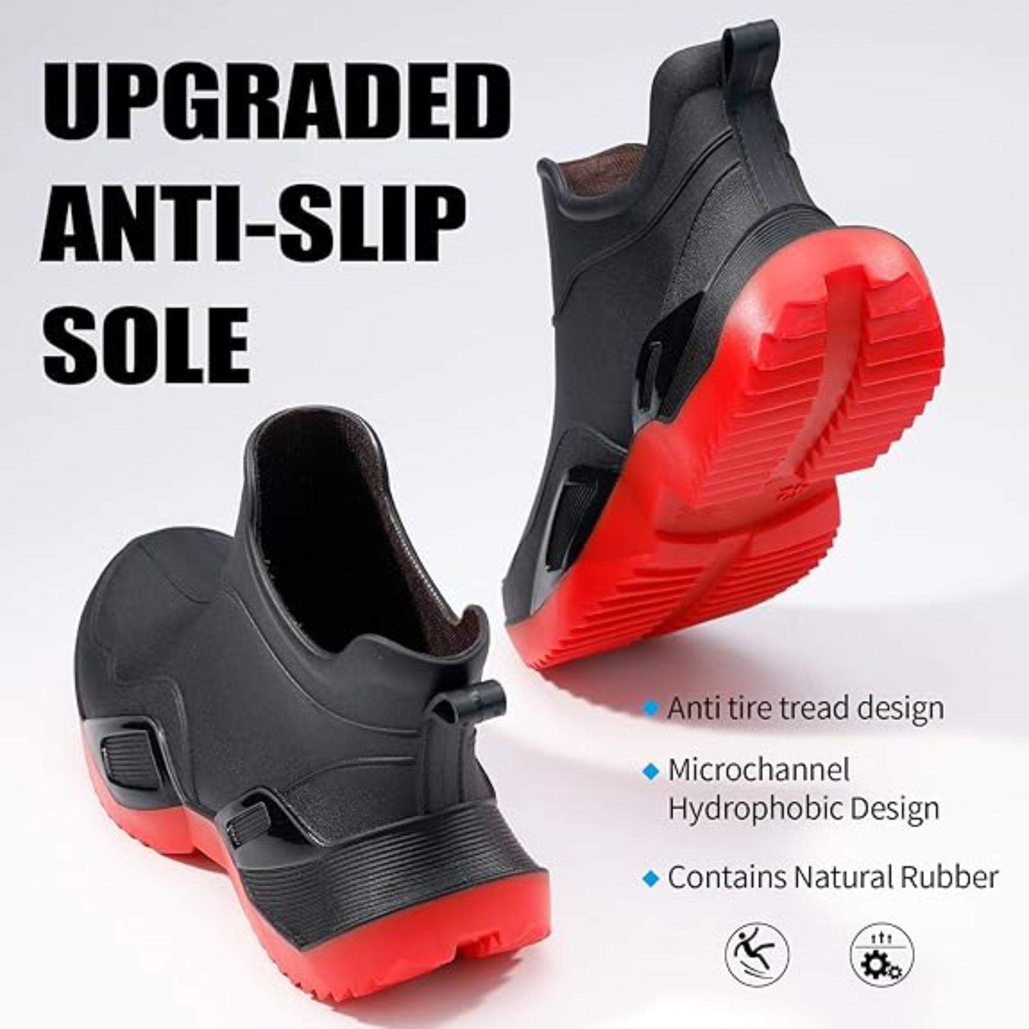 CHICVOMEY Women's Waterproof Rain Boots Anti-Slip Ankle Boots for Gardening Fishing Farming Boating Outdoor Work Traction Sole Short Rain Boots for Women & Men